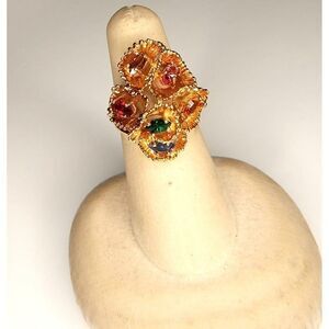 Vintage Joseph‎ Esposito 18K HGE ESPO Multi Stone Cocktail Ring Size 7